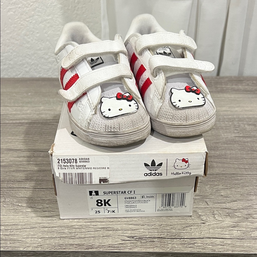 Adidas Kids White and Red Hello Kitty Sneakers